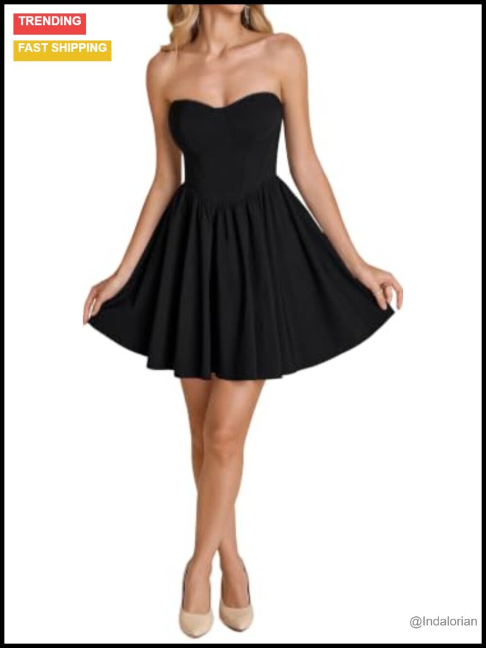 Strapless Tube Top Mini Dress Flowy A-Line Summer Party
